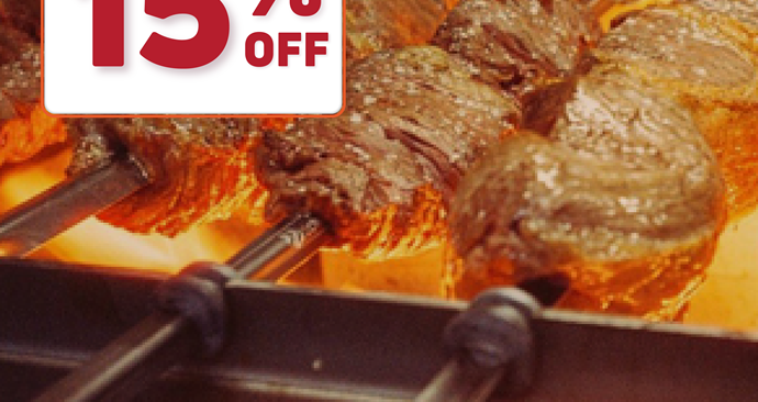 15% off for Dinner and 10% off for Lunch at Amigos Brazilian Steak House